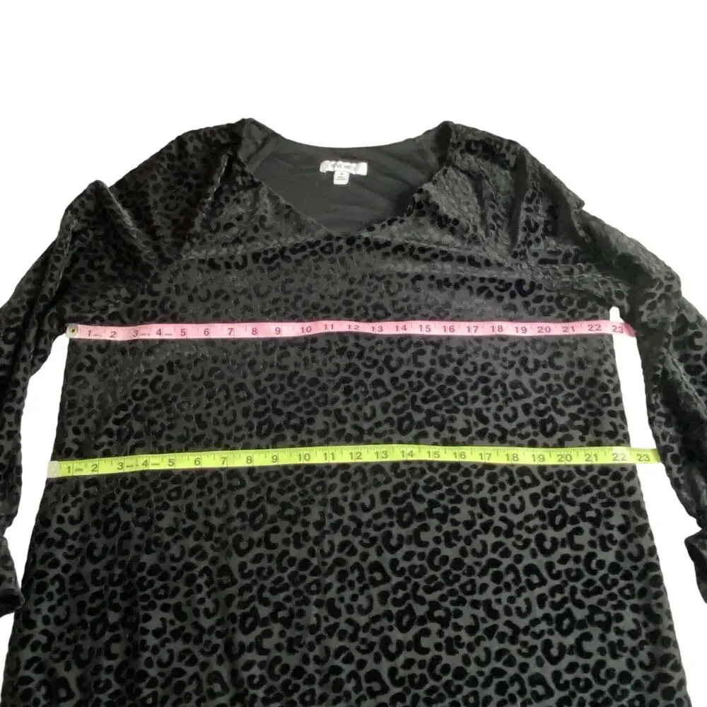 Nine West Velvet Burnout Shift Dress Black Leopard Print Size 16 Holiday Party - Picture 12 of 16